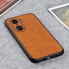 Soft Luxury Leather Snap On Case Cover B08H for Huawei Honor 60 5G Brown