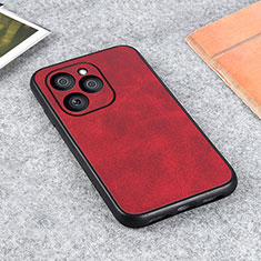 Soft Luxury Leather Snap On Case Cover B08H for Huawei Honor 60 SE 5G Red