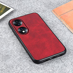 Soft Luxury Leather Snap On Case Cover B08H for Huawei Honor 70 5G Red