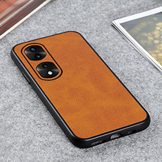 Soft Luxury Leather Snap On Case Cover B08H for Huawei Honor 70 Pro 5G Brown