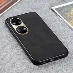 Soft Luxury Leather Snap On Case Cover B08H for Huawei P50 Pro Black