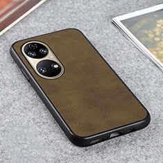 Soft Luxury Leather Snap On Case Cover B08H for Huawei P50 Pro Green