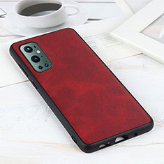 Soft Luxury Leather Snap On Case Cover B08H for OnePlus 9 Pro 5G Red