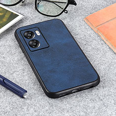 Soft Luxury Leather Snap On Case Cover B08H for Oppo A77 5G Blue