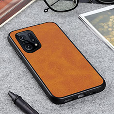 Soft Luxury Leather Snap On Case Cover B08H for Oppo Find X5 5G Brown