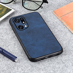 Soft Luxury Leather Snap On Case Cover B08H for Oppo Find X5 Pro 5G Blue