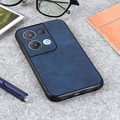 Soft Luxury Leather Snap On Case Cover B08H for Oppo Reno9 Pro 5G Blue
