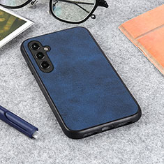 Soft Luxury Leather Snap On Case Cover B08H for Samsung Galaxy A14 4G Blue