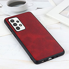 Soft Luxury Leather Snap On Case Cover B08H for Samsung Galaxy A52 4G Red