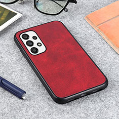 Soft Luxury Leather Snap On Case Cover B08H for Samsung Galaxy A73 5G Red