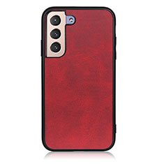 Soft Luxury Leather Snap On Case Cover B08H for Samsung Galaxy S21 5G Red