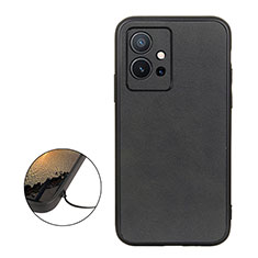 Soft Luxury Leather Snap On Case Cover B08H for Vivo iQOO Z6 5G Black