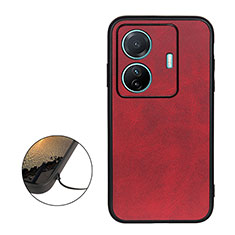 Soft Luxury Leather Snap On Case Cover B08H for Vivo T1 5G Red