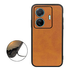 Soft Luxury Leather Snap On Case Cover B08H for Vivo T1 Pro 5G Brown