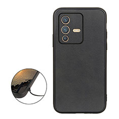 Soft Luxury Leather Snap On Case Cover B08H for Vivo V23 5G Black