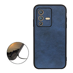 Soft Luxury Leather Snap On Case Cover B08H for Vivo V23 5G Blue