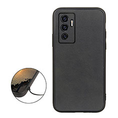 Soft Luxury Leather Snap On Case Cover B08H for Vivo V23e Black