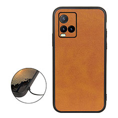 Soft Luxury Leather Snap On Case Cover B08H for Vivo Y21 Brown