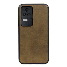 Soft Luxury Leather Snap On Case Cover B08H for Xiaomi Poco F4 5G Green