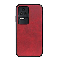 Soft Luxury Leather Snap On Case Cover B08H for Xiaomi Redmi K40S 5G Red