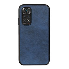 Soft Luxury Leather Snap On Case Cover B08H for Xiaomi Redmi Note 11 4G (2022) Blue