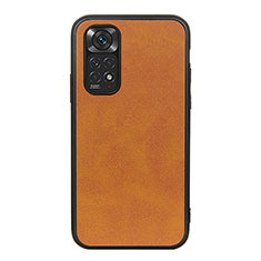 Soft Luxury Leather Snap On Case Cover B08H for Xiaomi Redmi Note 11 4G (2022) Brown