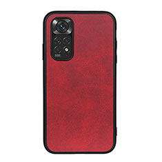 Soft Luxury Leather Snap On Case Cover B08H for Xiaomi Redmi Note 11 4G (2022) Red