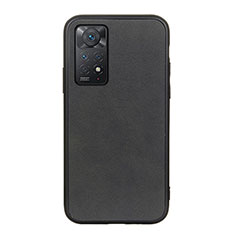 Soft Luxury Leather Snap On Case Cover B08H for Xiaomi Redmi Note 11 Pro 4G Black