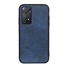 Soft Luxury Leather Snap On Case Cover B08H for Xiaomi Redmi Note 11 Pro 4G Blue