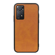 Soft Luxury Leather Snap On Case Cover B08H for Xiaomi Redmi Note 11 Pro 4G Brown