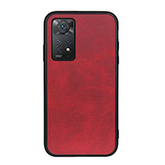 Soft Luxury Leather Snap On Case Cover B08H for Xiaomi Redmi Note 11 Pro 4G Red