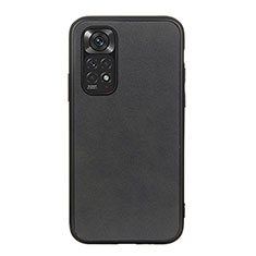 Soft Luxury Leather Snap On Case Cover B08H for Xiaomi Redmi Note 11S 4G Black