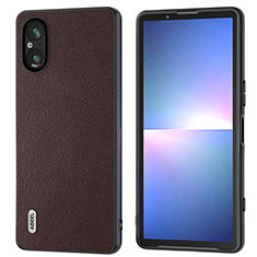 Soft Luxury Leather Snap On Case Cover BH1 for Sony Xperia 5 V Brown