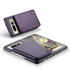 Soft Luxury Leather Snap On Case Cover C01S for Google Pixel Fold 5G Purple