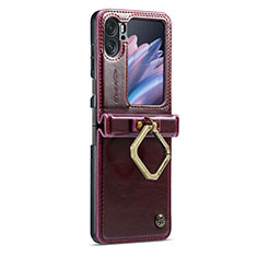 Soft Luxury Leather Snap On Case Cover C01S for Oppo Find N2 Flip 5G Red