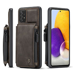 Soft Luxury Leather Snap On Case Cover C01S for Samsung Galaxy A72 5G Brown