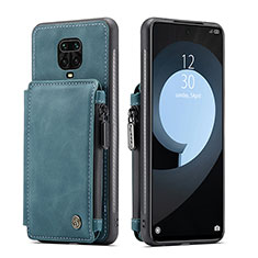 Soft Luxury Leather Snap On Case Cover C01S for Xiaomi Redmi Note 9 Pro Max Blue