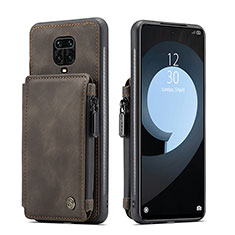 Soft Luxury Leather Snap On Case Cover C01S for Xiaomi Redmi Note 9S Brown