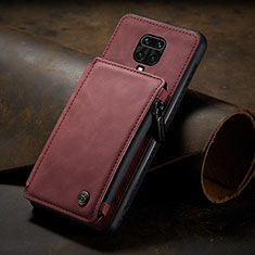 Soft Luxury Leather Snap On Case Cover C02S for Xiaomi Redmi Note 9 Pro Max Red