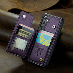 Soft Luxury Leather Snap On Case Cover C03S for Samsung Galaxy S24 5G Purple