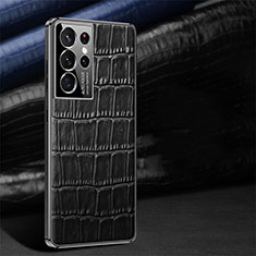 Soft Luxury Leather Snap On Case Cover C09 for Samsung Galaxy S22 Ultra 5G Black
