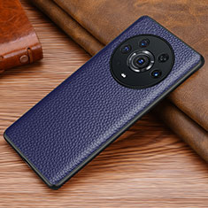 Soft Luxury Leather Snap On Case Cover DL1 for Huawei Honor Magic3 Pro 5G Blue