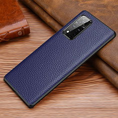 Soft Luxury Leather Snap On Case Cover DL1 for Huawei Honor V40 5G Blue