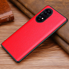 Soft Luxury Leather Snap On Case Cover DL1 for Huawei P50 Pro Red