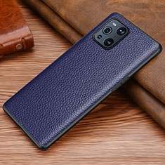 Soft Luxury Leather Snap On Case Cover DL1 for Oppo Find X3 5G Blue