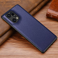Soft Luxury Leather Snap On Case Cover DL1 for Oppo Find X5 Pro 5G Blue