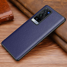 Soft Luxury Leather Snap On Case Cover DL1 for Vivo X60 Pro+ Plus 5G Blue