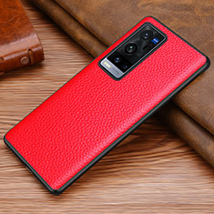 Soft Luxury Leather Snap On Case Cover DL1 for Vivo X60 Pro+ Plus 5G Red