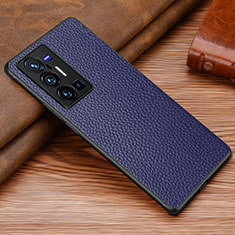 Soft Luxury Leather Snap On Case Cover DL1 for Vivo X70 Pro+ Plus 5G Blue