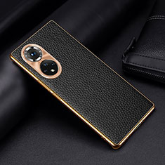 Soft Luxury Leather Snap On Case Cover DL2 for Huawei Honor 50 Pro 5G Black